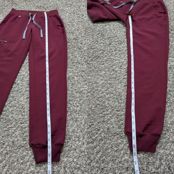 Figs Technical Collection Zamora maroon drawstring scrub pants XXS - Picture 9 of 10